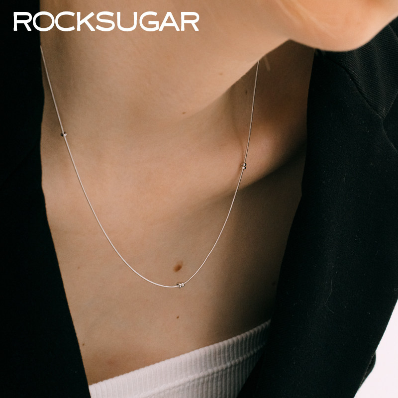 简单基础925银小圆珠蛇骨链项链