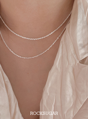 冰糖银饰/小众s925纯银意大利VICENZA波光粼粼闪光锁骨链素链裸链