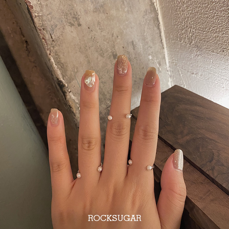 冰糖银饰/ 小众设计韩国定制S925纯银微笑开口小珍珠关节戒指叠戴