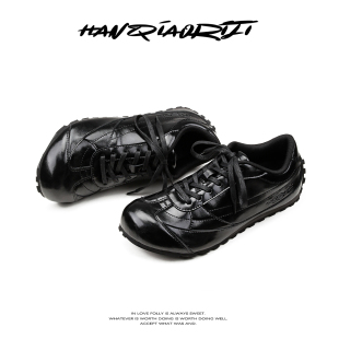 幽渊系列 运动薄底鞋 歪头 黑色板鞋 日常通勤休闲德训鞋 韩桥日记