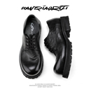 男圆头休闲通勤皮鞋 25S进口水洗牛皮厚底德比鞋 返璞001 韩桥日记