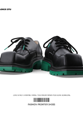 韩桥日记「异型系列」新款大头方头皮鞋潮女厚底个性休闲德比鞋男