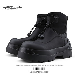 韩桥日记[重工系列]冬季雪地靴户外机能厚底短靴男加绒保暖工装靴