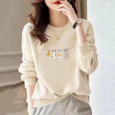 送运费险新款薄款圆领卫衣女减龄