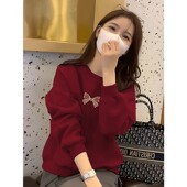 山东即墨高级感圆领卫衣女小个子爆款 简约百搭加绒加厚打底上衣潮