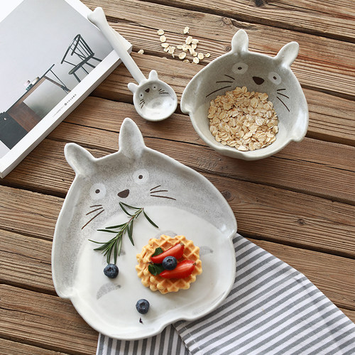 卡通日式龙猫陶瓷餐具套装一人食