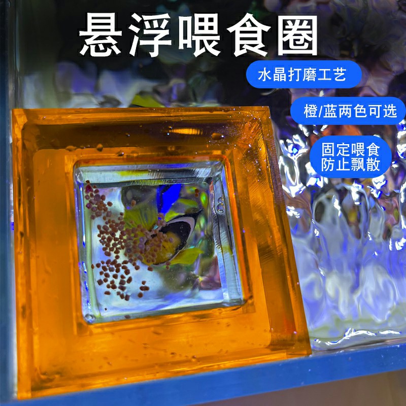 静风听海鱼缸喂食圈水晶方形