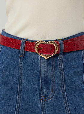 2024新款Y2K爱心扣石头纹腰带女款装饰配裙子时尚百搭牛仔裤带