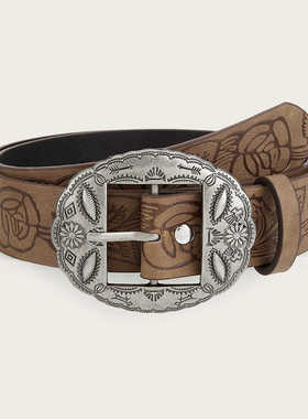 复古y2k腰带女2024新款民族风皮带百搭配牛仔裤带裤带高级感棕色