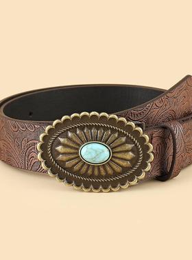 波西米亚Y2K腰带女配裙子2024新款个性百搭做旧牛仔裤裤带