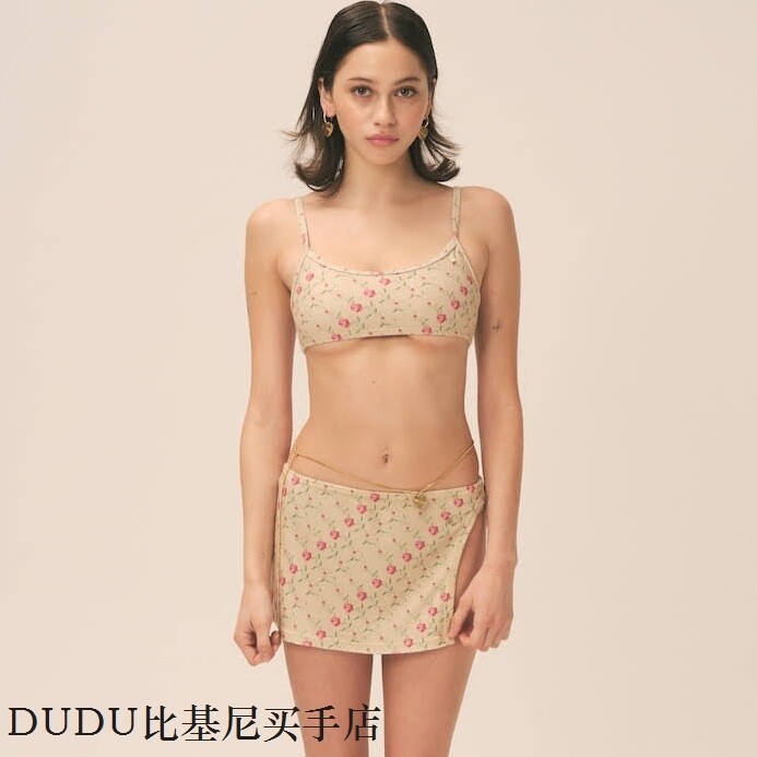 2025新款ins韩国性感碎花沙滩比基尼三件套bikini分体度假泳衣女