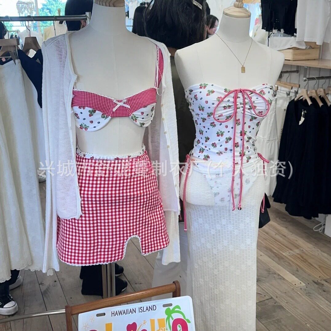 泳衣ins风女分体碎花比基尼性感纯欲韩国游泳衣高级感泳装bikini