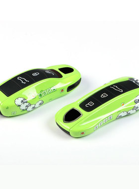 适用于保时捷绿色车钥匙壳套Cayenne718Macan911Panamera羊了个羊