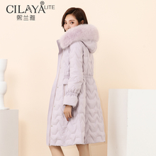 羽绒服女中长款 加厚大毛领连帽外套潮 2019新款 女款 熙兰雅冬装 时尚