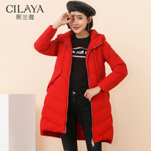 斜方格羽绒服女士外套大衣 新品 熙兰雅面包服冬装 女羽绒服中长款
