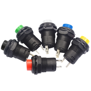 按钮开关圆形圆型带锁自锁无锁自复位回弹按键红色DS-428摁钮12MM