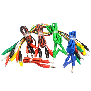 双头鳄鱼夹线香蕉插头转鳄鱼夹带线电源测试导线连接线彩色2线4夹