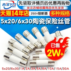 陶瓷保险丝管5x20mm250V熔断器保险管式万用表1A2A3A6A10A15A30安