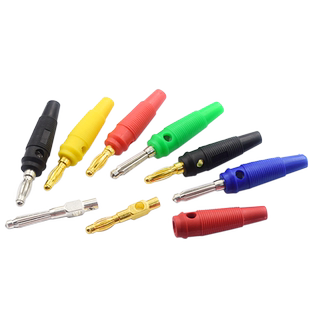 纯铜镀金32A大电流高压4mm灯笼头香蕉接头音箱线万用表插头免焊接