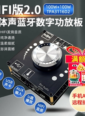 100Wx2 HIFI级立体声蓝牙5.0数字功放板模块 原装TPA3116芯片 U盘