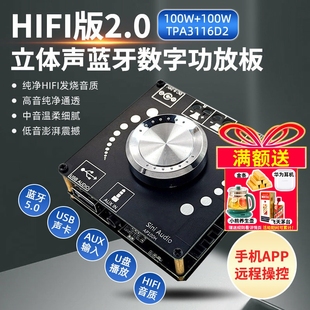 100Wx2 HIFI级立体声蓝牙5.0数字功放板模块 原装TPA3116芯片 U盘