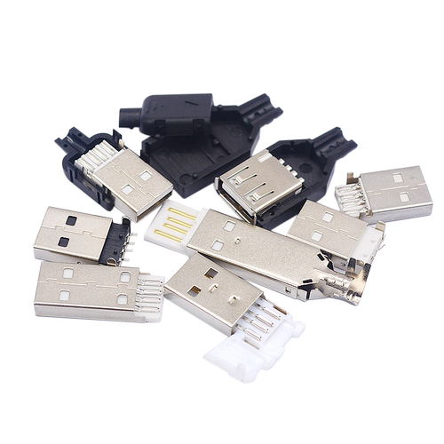 USB公头USB接口A型插头接头组合/带壳/焊线/焊板USB3.0-AM/AF接头