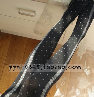 日单▼侧边蕾丝提花天鹅绒显瘦连裤袜打底袜丝袜复古袜