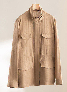 LP同款工装亚麻外套女高级感立领收腰显瘦休闲高端夹克秋冬季新款