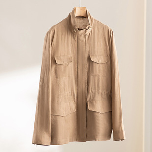 LP同款工装亚麻外套女高级感立领收腰显瘦休闲高端夹克秋冬季新款