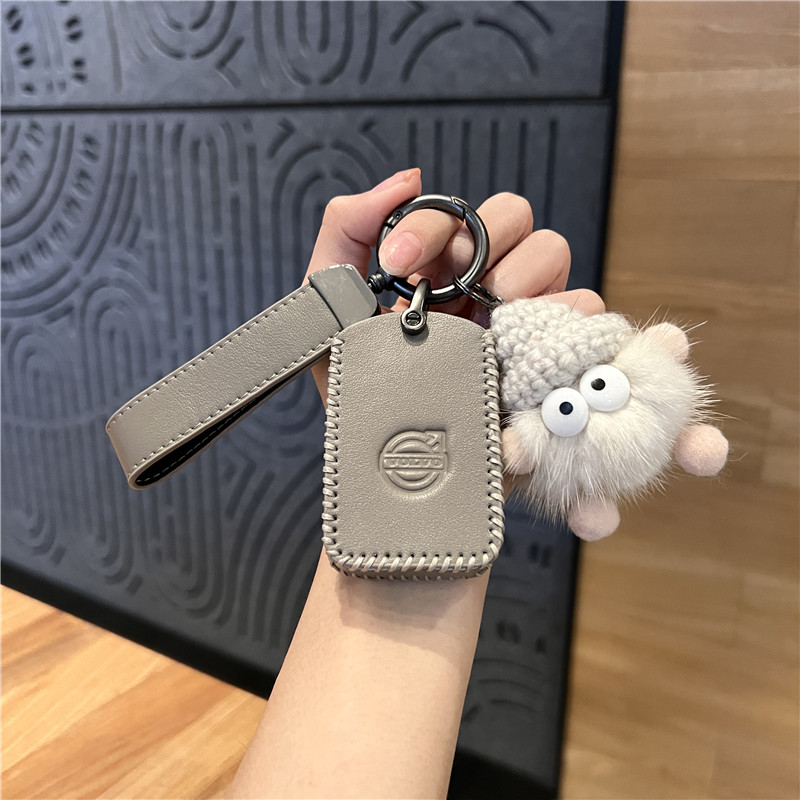 适用于24款沃尔沃XC60真皮钥匙套XC90  XC40 S90 S60 V90牛皮壳扣