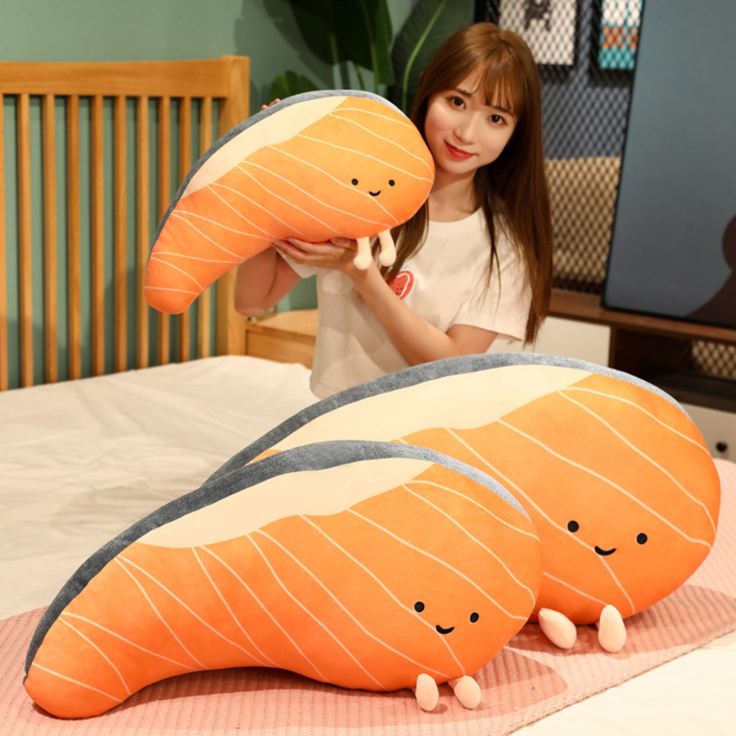 跨境仿真三文鱼毛绒玩具抱枕公仔床上睡觉枕头靠垫玩偶布娃娃夹腿,玩具/童车/益智/积木/模型,毛绒/玩偶/公仔/布艺类玩具,淘宝优惠券,粉丝福利购,淘宝优惠卷