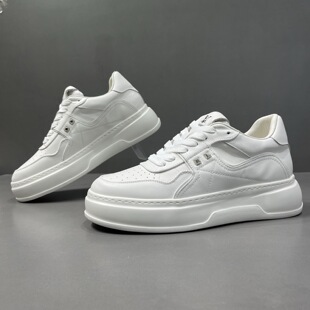 海丽男鞋春季系带小白鞋舒适透气简约百搭不臭脚清爽牛皮时尚板鞋