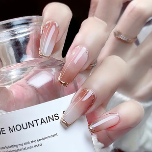 Lilynail豆沙奶盖纯手工穿戴甲短款2024新款指甲贴高级感美甲贴片