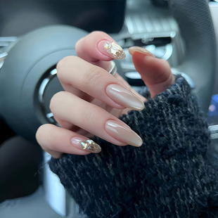 显白指甲贴片 纯手工高端定制穿戴甲2025新款 Lilynail香槟磁粉