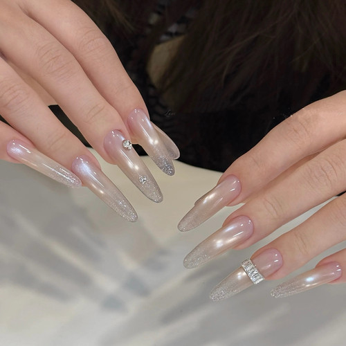 【Lilynail月落银滩】手工穿戴甲中长款猫眼美甲贴高级感轻奢指甲