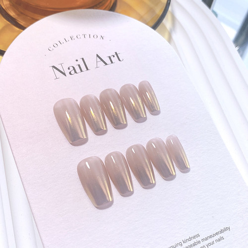 Lilynail手工定制穿戴甲裸透珍珠人鱼粉渐变指甲贴2024新款美甲贴 - 封面