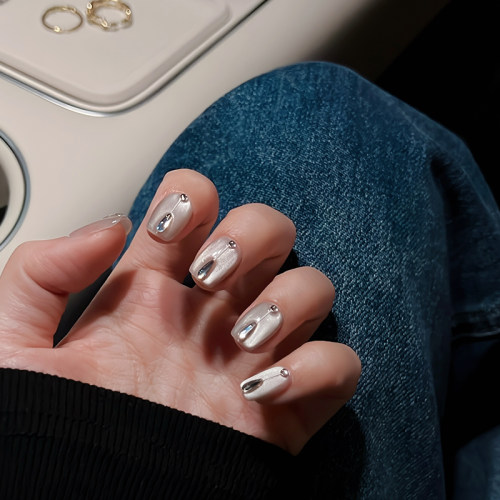 Lilynail月光水滴手工穿戴甲短款高级感美甲贴片2024秋冬指甲贴片