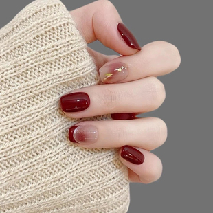 手工穿戴甲新年结婚婚礼美甲贴片可拆卸 金箔 Lilynail新年法式