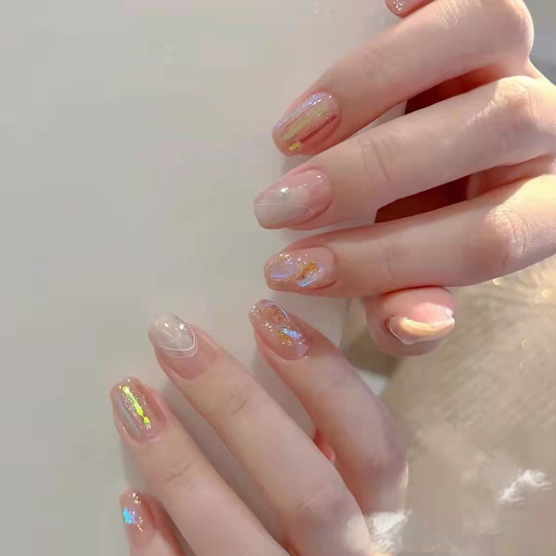 Lilynail极光云白彩绘手工穿戴甲