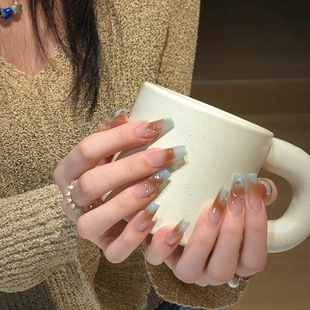 Lilynail冰薄荷琥珀魔镜粉手工穿戴甲2024新款 指甲贴高级感美甲贴