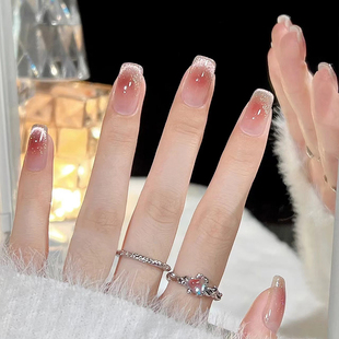 Lilynail腮红霞光猫眼手工定制穿戴甲轻奢渐变高级可拆卸美甲贴片