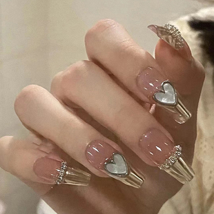 Lilynail甜酷贝母心魔镜粉纯手工定制穿戴春季 高级感指甲贴片 新款