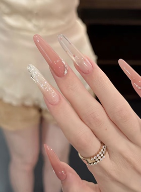 【Lilynail桃汐拾光】纯手工穿戴甲中长款美甲贴2026新款婚纱照