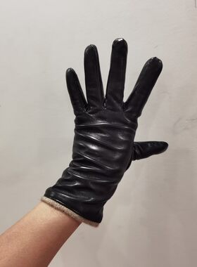 进口清水绵羊皮针织羊绒内里手套
