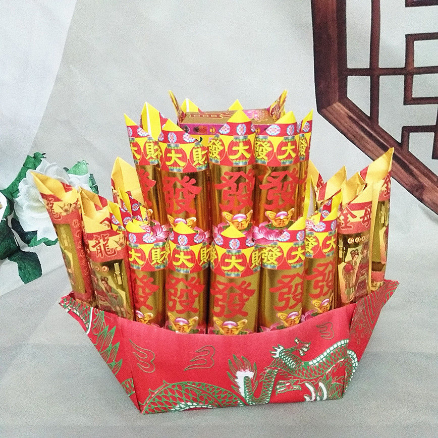 一帆风顺纸折纸龙船龙母金元宝盆锡箔纸成品民间传统手工艺品