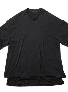 YOJI OOAK PIMA T-SHIRTJULIUS双层圆领黑色日本超大层叠肌理T恤