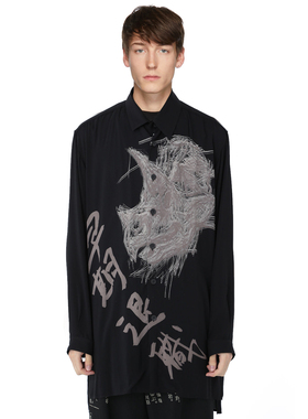 YOJI OOAK PRINT LONG SHIRT早期退職印花天丝宽松青山限定衬衫