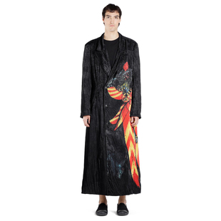 COAT骑士皱褶感丝绒大衣薄款 YOJI PANTERN KNIGHT 印花风衣 OOAK