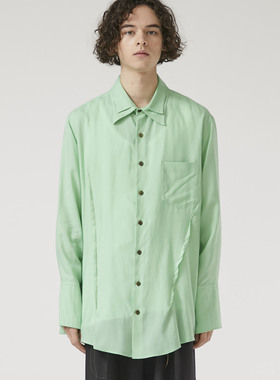 YOJI OOAK GREEN SHIRT SULVAM绿色定染再生纤维解构不规则衬衫男