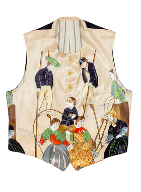 YOJI OOAKCOLLECTION GOLD ROKUMEIKAN鹿鸣馆真丝印花马夹骑士